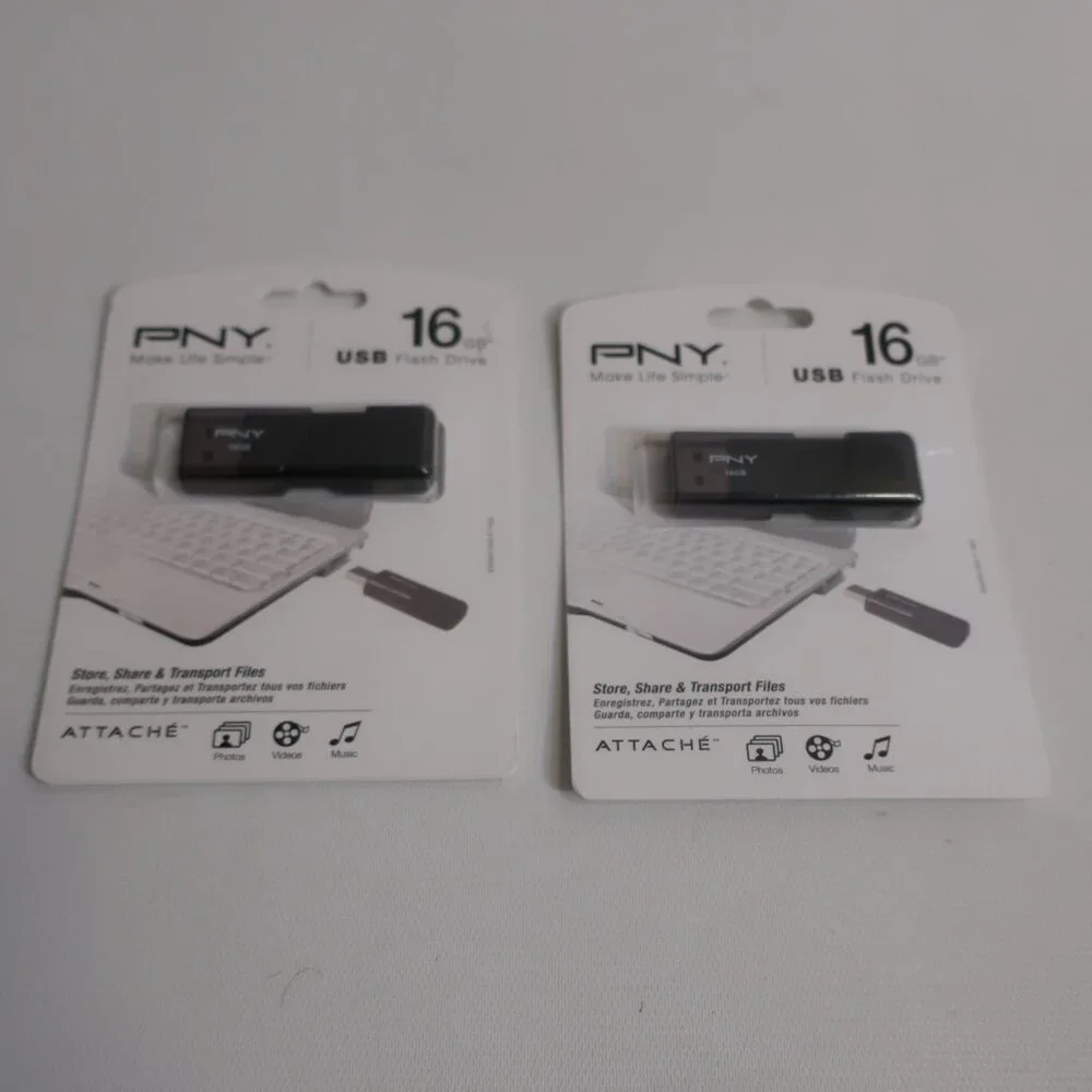NIB PNY Lot of 2 Store Share & Transport Files 16GB USB Flash Drive